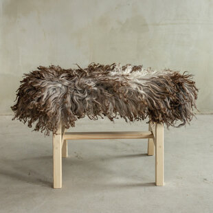 Uniek Houten Bankje met Schapenvacht - BNK-02