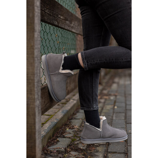 Van Buren sinds 1861 Lamsvacht Pantoffels Nooa Grijs - Maat 37 t/m 43