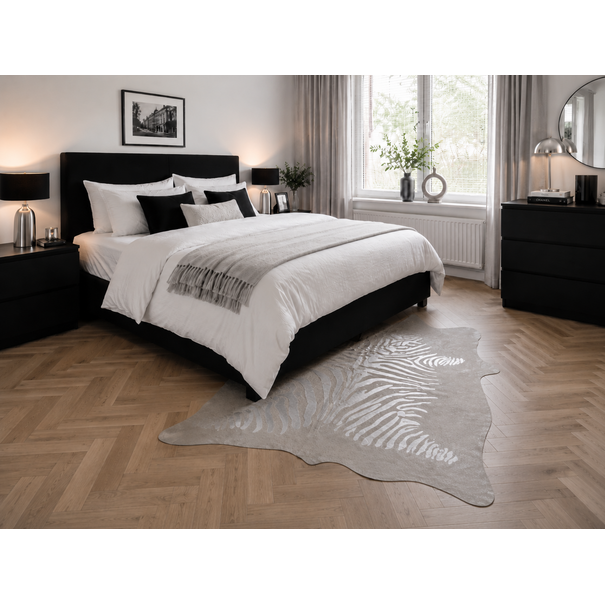 Van Buren sinds 1861 Natuurlijke lichte koeienhuid met zilveren Zebraprint
