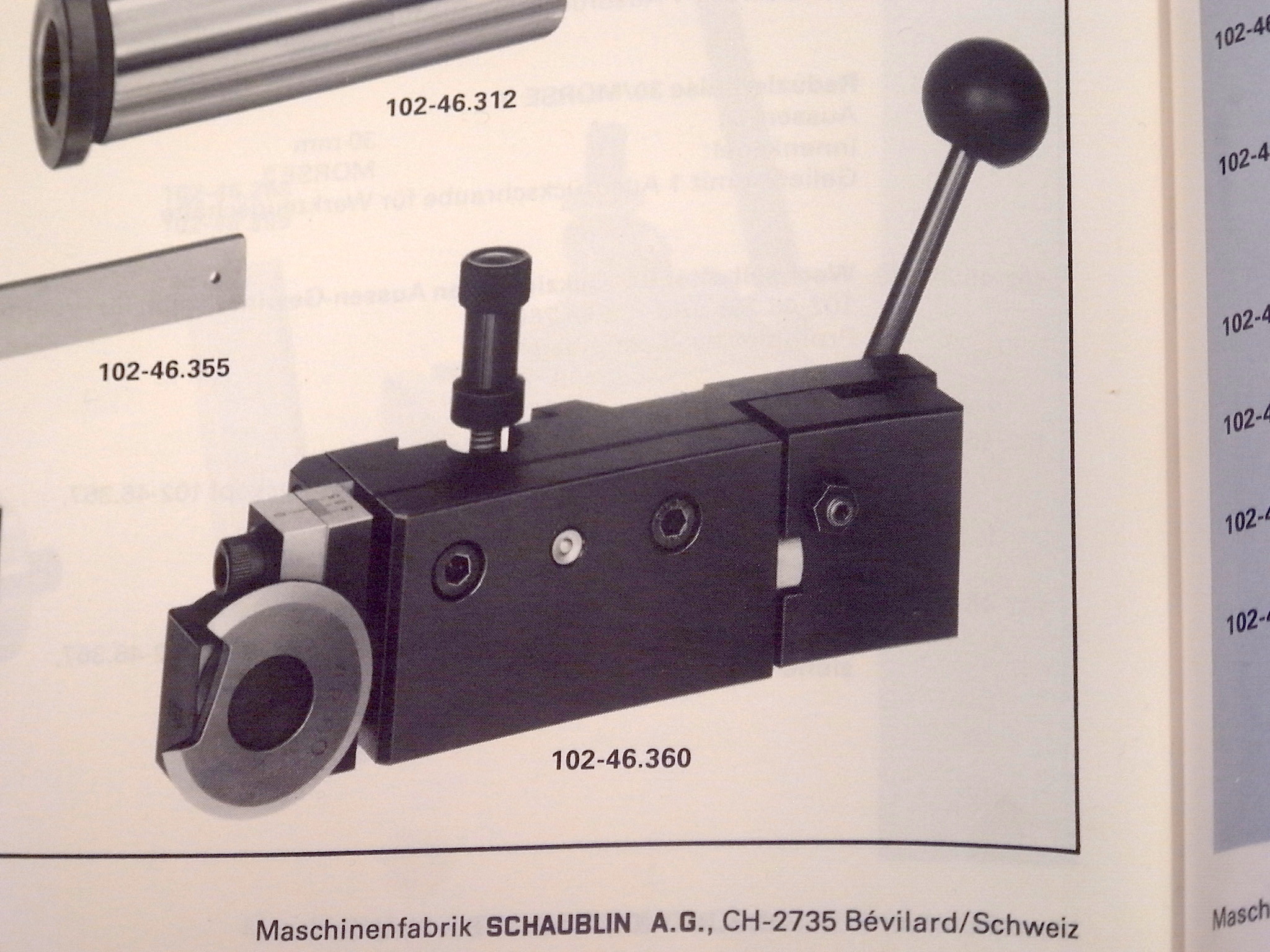 Tripan TRI 151 Retractable Threading Tool Holder. Schaublin 102 number  102-46.360 - Niels Machines