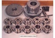 Sold: Crawford manual key operated hydraulic collet chuck with wide range multibore collets set