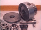 Sold: Crawford manual key operated hydraulic collet chuck with wide range multibore collets set