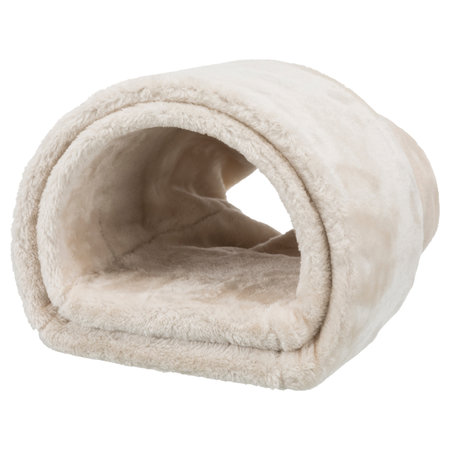Trixie Plüsch-Entspannungstunnel Beige 80 cm für Meerschweinchen, Kaninchen & Frettchen