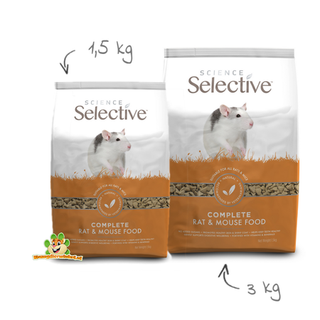 Supreme Aliments sélectifs pour rats et souris, adaptés aux souris, aux rats nains et aux rats domestiques.