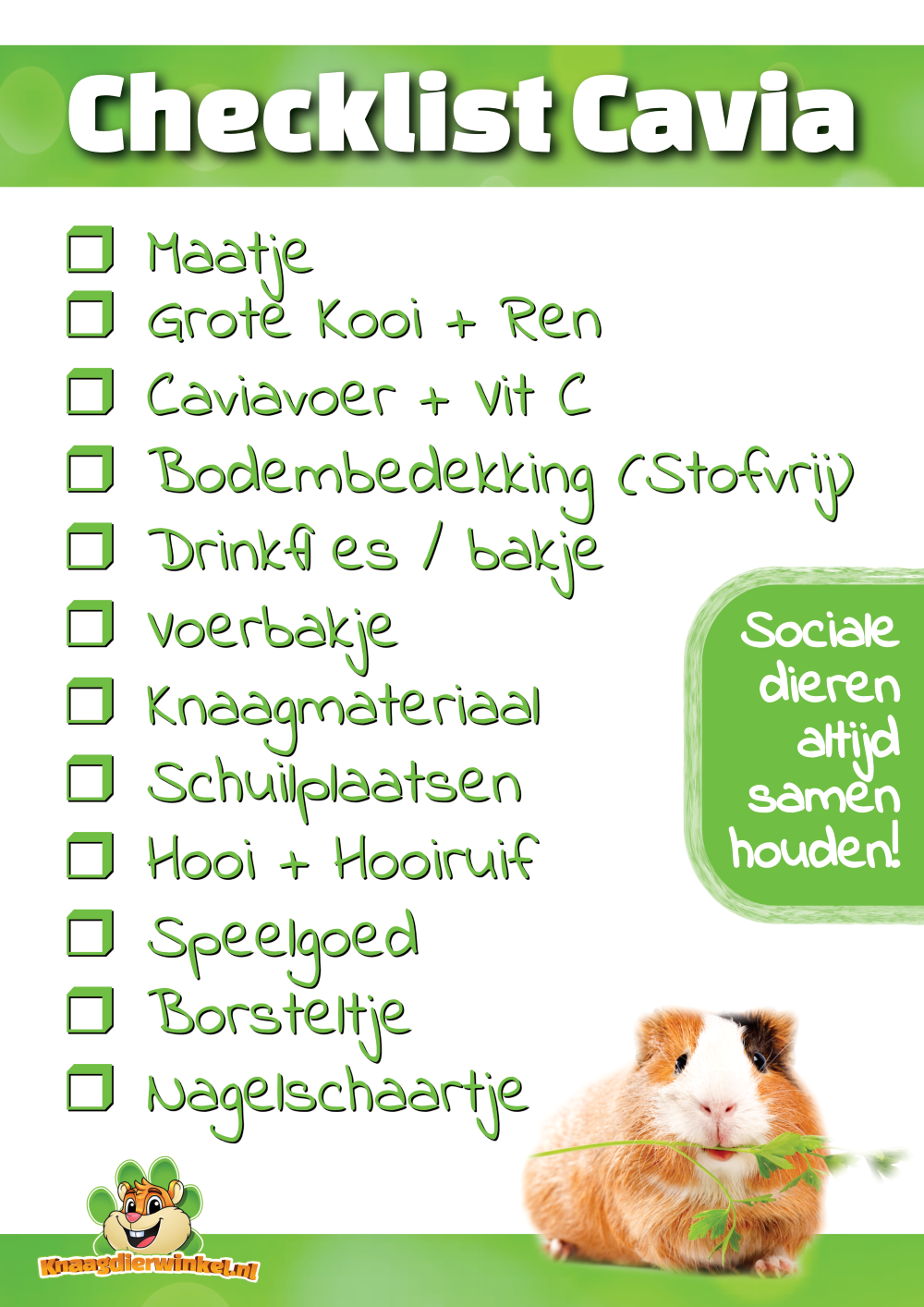 checklist cavia