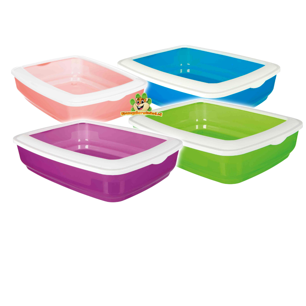 Cobaya con arenero y rincón de heno en el recinto.