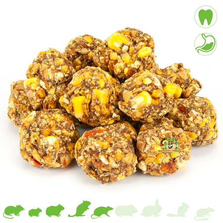 Nibble Balls Gusanos de la harina, zanahoria y manzana