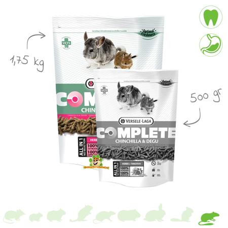 Versele-Laga Kompletna karma dla szynszyli i koszatniczek | Karma dla szynszyli i pasza w formie ciasta