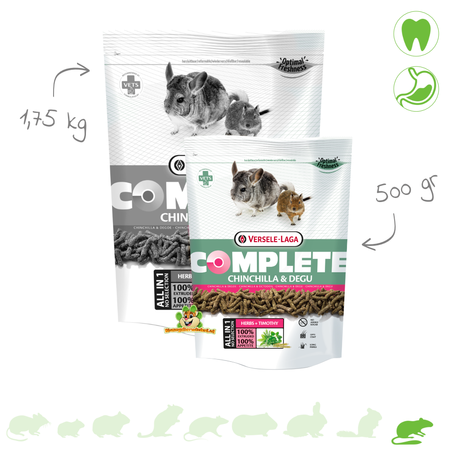 Versele-Laga Kompletna karma dla szynszyli i koszatniczek | Karma dla szynszyli i pasza w formie ciasta