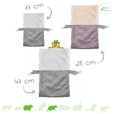 Plüsch-Hängetasche Beige-Grau für Mäuse, Ratten & Frettchen!