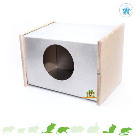 Knaagdierwinkel® Caseta de aluminio de 30 cm para chinchillas, degús, jerbos y ratas.