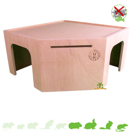 Getzoo Casita de madera para cobayas de 35 cm con 2 entradas.