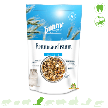 Bunny Nature GerbilDroom Expert Rennmausfutter 500 Gramm Natürliches Rennmausfutter