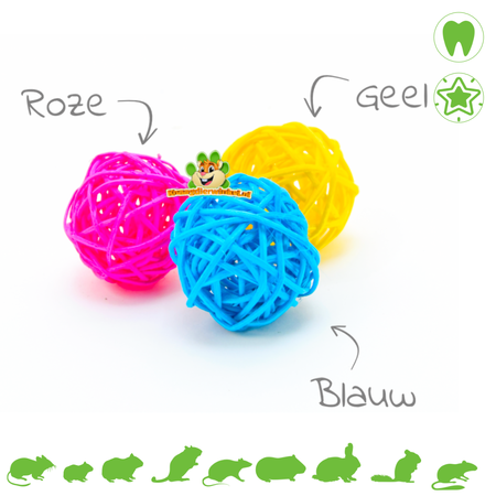 ¡Bolas de sauce de colores de 3,5 cm para roedores y conejos!