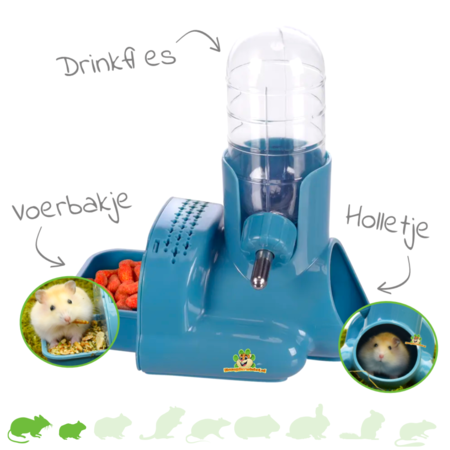Hamtaro Eet & Drinksysteem 15,5 cm voor Muis & Dwerghamster