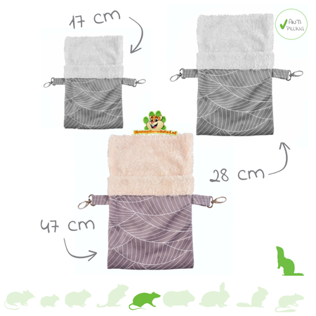 Pluche Hangzak Beige Grijs voor Muizen, Ratten & Fretten!