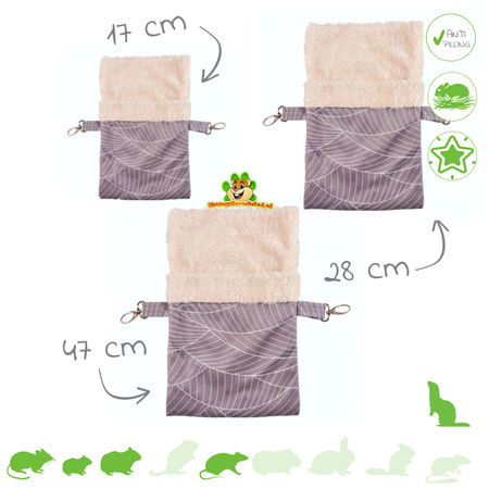 Plush Hanging Bag Beige Gray for Mice, Rats & Ferrets!