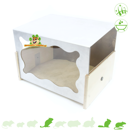 Knaagdierwinkel® Chinchilla Sandpit Bathhouse Aluminium & Wood 36 cm