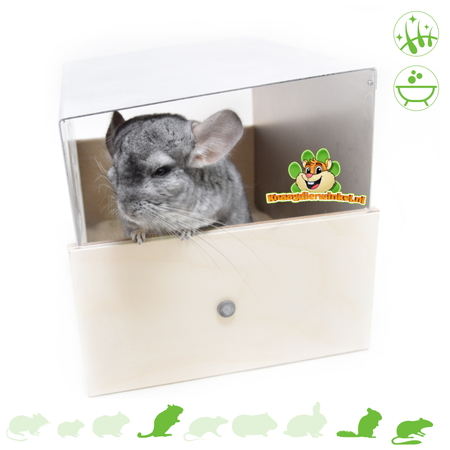 Knaagdierwinkel® Chinchilla Sandpit Bathhouse Aluminium & Wood 36 cm