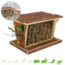 Wooden hay rack with snack compartment and bottom 40 cm