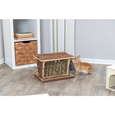 Trixie Comedor de madera con compartimento para snacks y base 40 cm