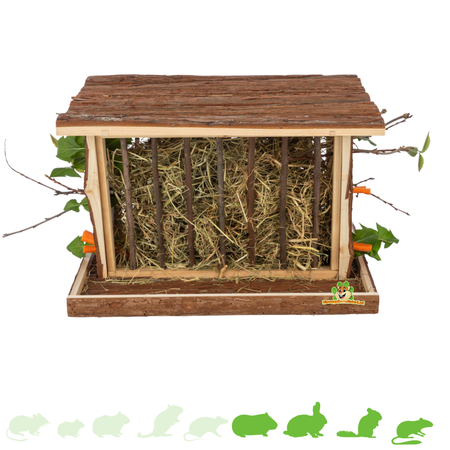 Trixie Wooden hay rack with snack compartment and base 40 cm