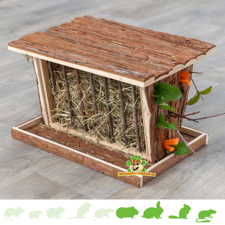 Trixie Heuraufe aus Holz mit Snackfach und Boden, 40 cm