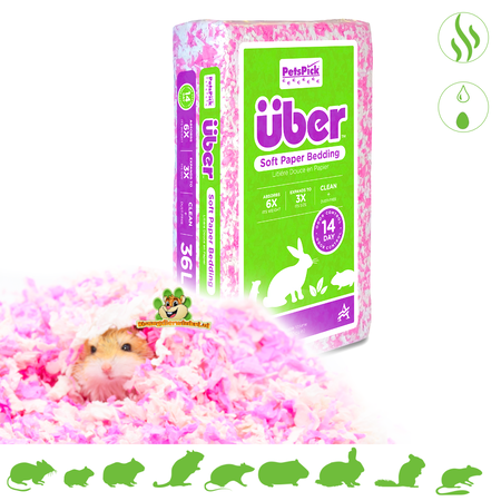 PetsPick Über Literie en Papier Rose & Blanc 36 Litres