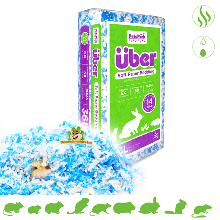 PetsPick Über Paper Bedding Blue & White 36 Liter