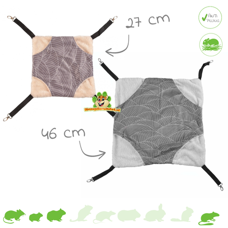 Pluszowy hamak beżowo-szary dla gryzoni, królików i fretek!