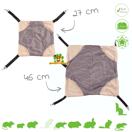 Pluche Hangmat Beige Grijs voor Knaagdieren, Konijnen & Fretten!