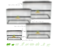 Terrarium/Gerbilarium Black Scape avec porte coulissante double grille et bord haut