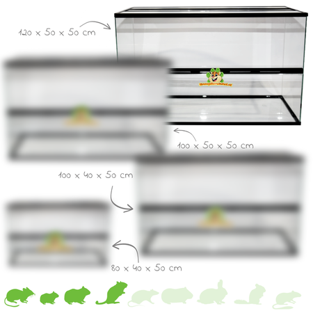 Knaagdierwinkel® Terrarium/Gerbilarium Black Scape with sliding door double grid & high edge