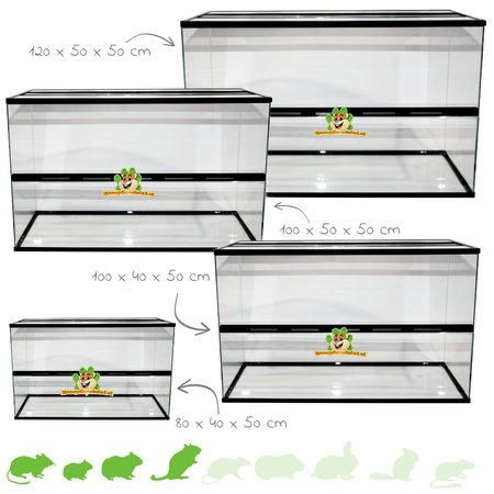 Knaagdierwinkel® Terrarium/Gerbilarium Black Scape with sliding door double grid & high edge