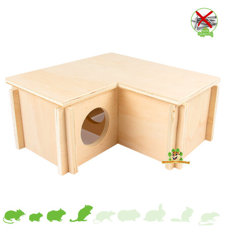 Mehrkammerhaus Bungalow Ecke 24 cm für Maus, Zwerghamster und Rennmaus
