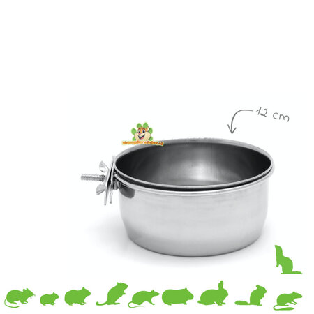 Gamelle en acier inoxydable de 12 cm pour rongeurs, lapins et furets