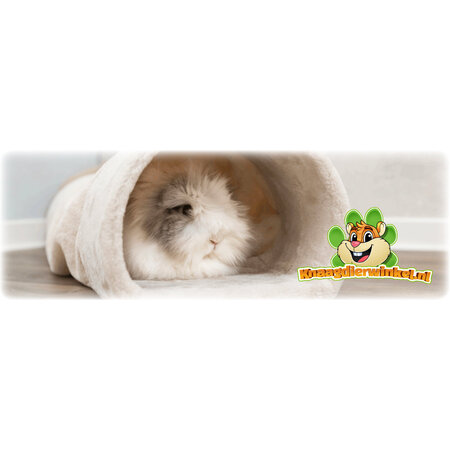 Trixie Tunnel de détente en peluche beige 80 cm pour cochons d'Inde, lapins et furets