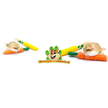 Trixie Strohhalmspielzeug aus Mais und Karotten, 15 cm, für Nagetiere und Kaninchen