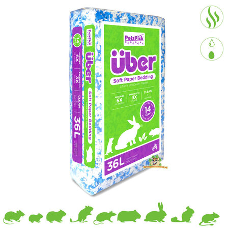 PetsPick Über Literie en Papier Bleu & Blanc 36 Litres