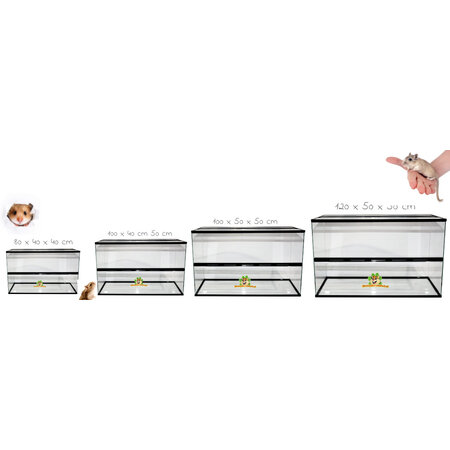 Knaagdierwinkel® Terrarium/Gerbilarium Black Scape with sliding door double grid & high edge