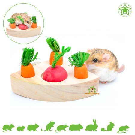 Wooden Rodent Veggie Snack Puzzle 13 cm Triangle