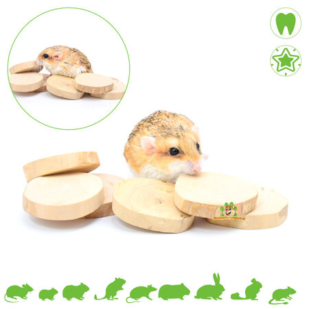 Quapas! Wooden Coffeewood Discs 6 pieces for Rodents and Rabbits