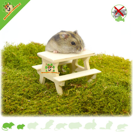 Knaagdierwinkel® Drewniany stół piknikowy Hamsterscaping 8 cm