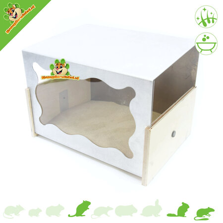 Knaagdierwinkel® Abri de bain Chinchilla Aluminium & Bois 36 cm
