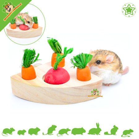 Quapas! Holz-Nagetier-Gemüse-Snack-Puzzle, 13 cm, Dreieck