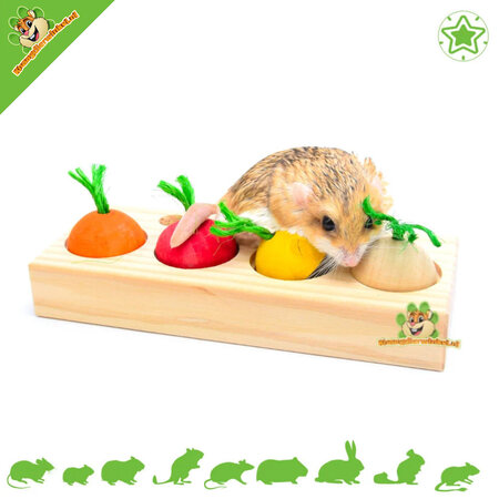 Nagetier-Veggie-Snack-Puzzle aus Holz, 21 cm, für Nagetiere und Kaninchen