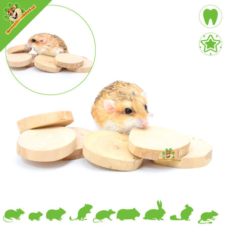 Quapas! Wooden Coffeewood Discs 6 pieces for Rodents and Rabbits