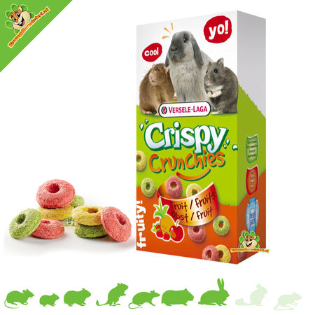 Versele-Laga Crispy Crunchies Fruit 75 gram voor Knaagdieren & Konijnen!