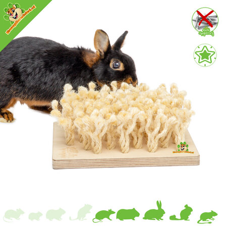 Bunny Nature Snuffelbord met Sisaltouw voor Knaagdieren & Konijnen!