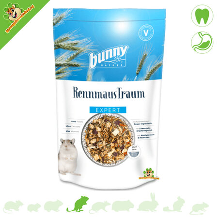 Bunny Nature GerbilDroom Expert Rennmausfutter 500 Gramm Natürliches Rennmausfutter